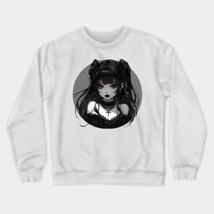 Gothic Anime Waifu Girl Round Design Crewneck Sweatshirt